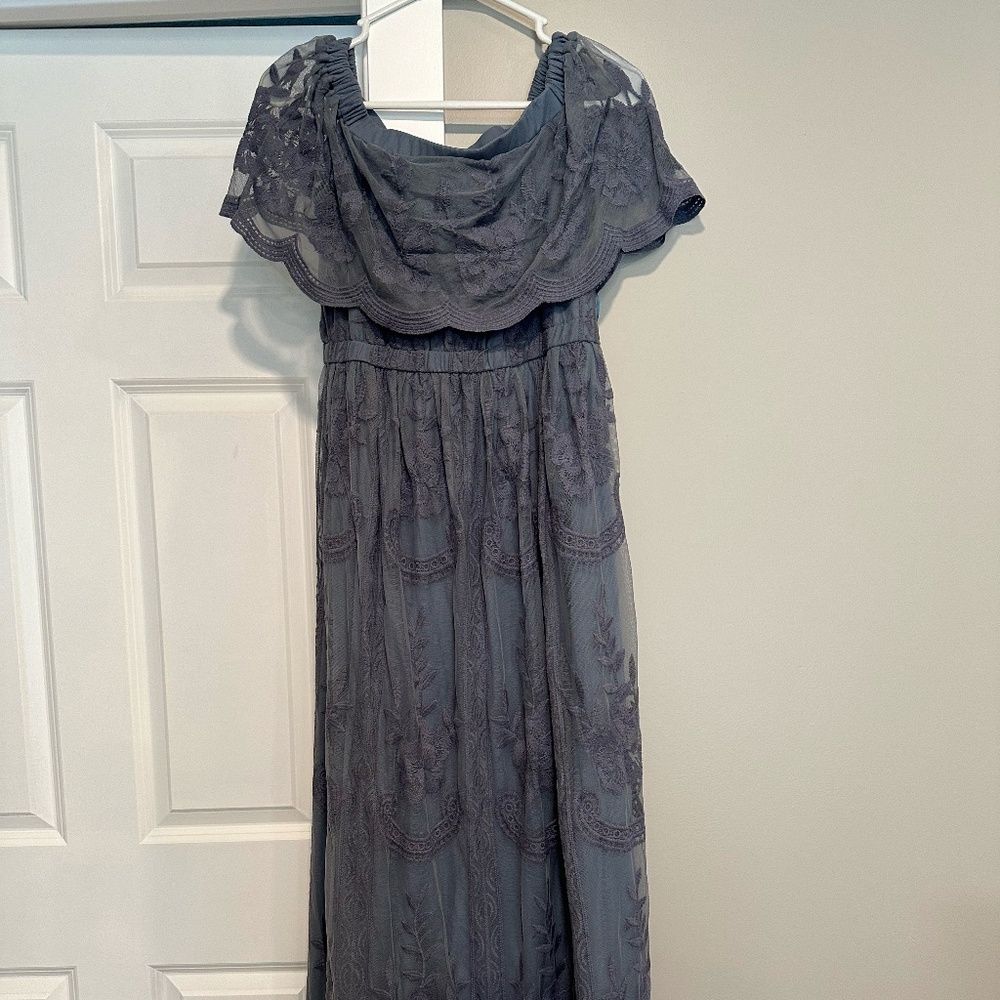 Pinkblush Slate Gray Lace Maxi Dress